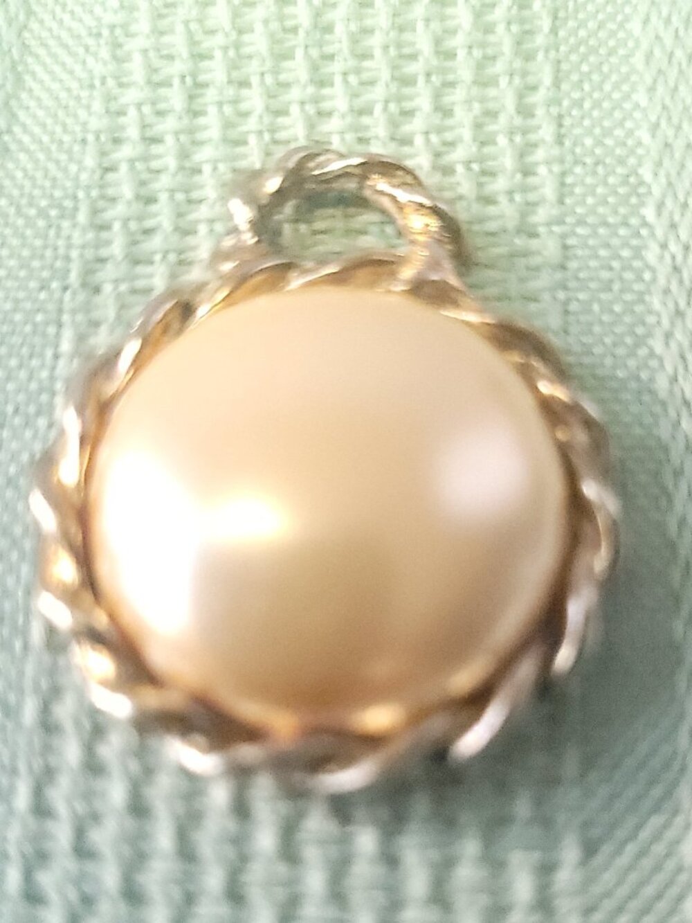 Faux Pearl Twisted Rope Border Pendant Charm 1970s